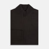 View 4 of product The Brown Merino High Neck Zipped Cardigan by Turnbull & Asser features long sleeves, ribbed cuffs and hem, and is shown on a white background as part of our knitwear collection.