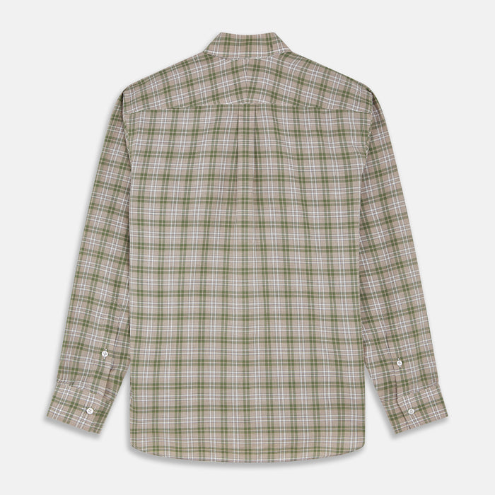 Green and Oatmeal Multi Check Cotton Weekend Fit Hayne Shirt Image 4