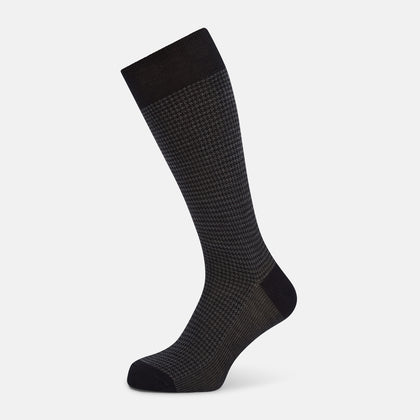 Charcoal Melange Houndstooth Mid-Length Socks