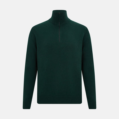 Forest Green Half-Zip Cashmere Jumper