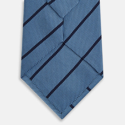 Blue and Navy Blazer Stripe Silk Tie Image 2