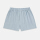 Turnbull & Asser Blue Bengal Stripe Godfrey Boxer Shorts: men's luxury Italian cotton boxers with a light blue and white vertical stripe and elastic waistband, shown flat on a white background.