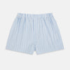 View 1 of product The Blue Multi Stripe Godfrey Boxer Shorts by Turnbull & Asser, crafted from premium Italian cotton with an elastic waistband, are shown flat on a white background—ideal for those seeking luxury men's underwear.