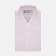 The Turnbull & Asser Pink Herringbone Superfine Cotton Shirt features a T&A collar, double cuffs, and clean-cut design, displayed neatly folded against a white background.