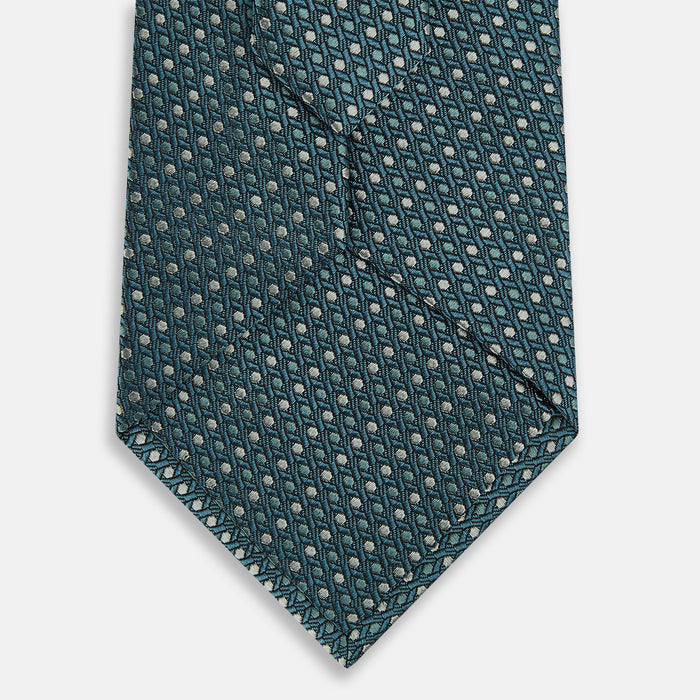 Teal Micro Hexagon Silk Tie Image 2