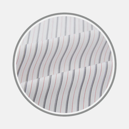 Midnight Blue And Red Ticking Stripe Fabric
