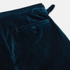 View 2 of product The Teal Velvet Jonathan Trousers by Turnbull & Asser feature a side tab adjuster, straight legs, and a concealed front closure for a refined tailored look, shown on a white background.