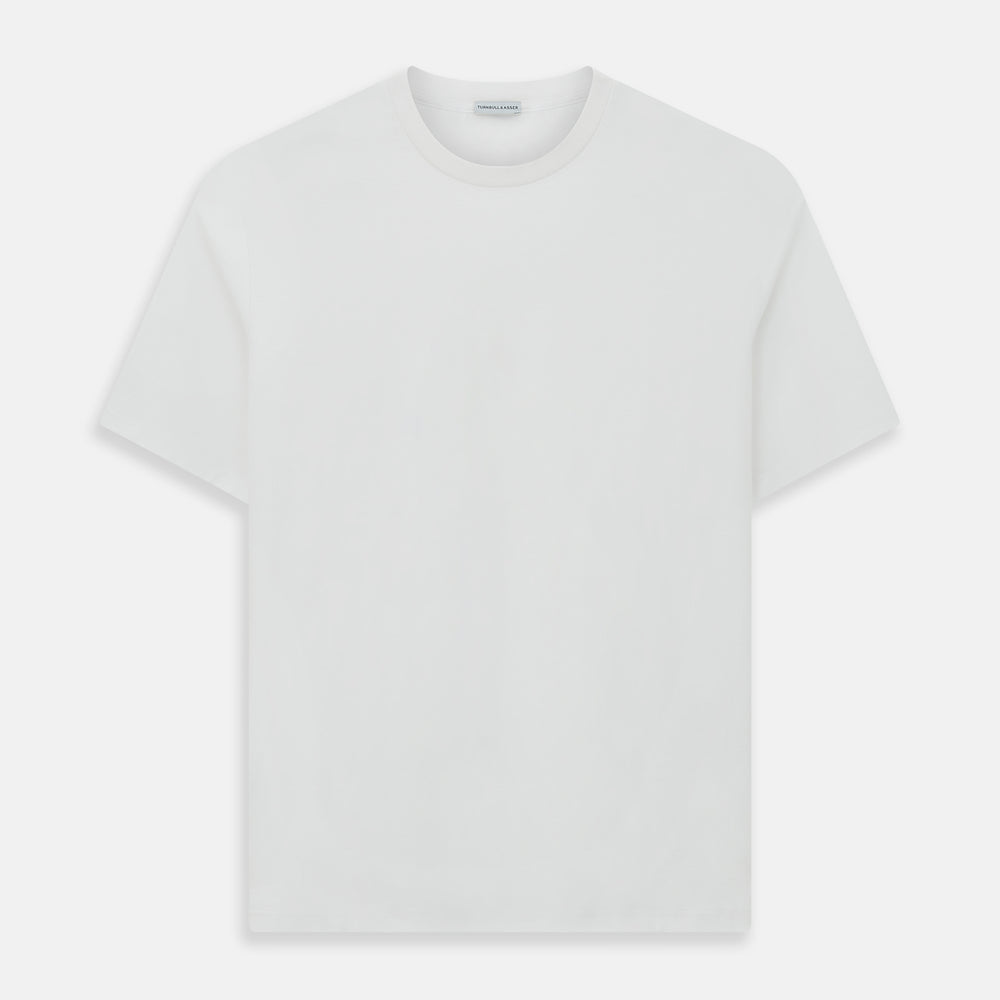 Turnbull & Asser’s White Short-Sleeve T-shirt, shown on a white background, features a classic crew neck and minimalist design without logos or patterns—ideal for versatile everyday wear.