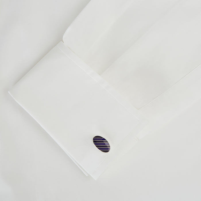 Navy Striped Oval Enamel Cufflinks Image 2