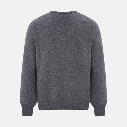 Storm Grey Cashmere V-neck Jumper Image 2