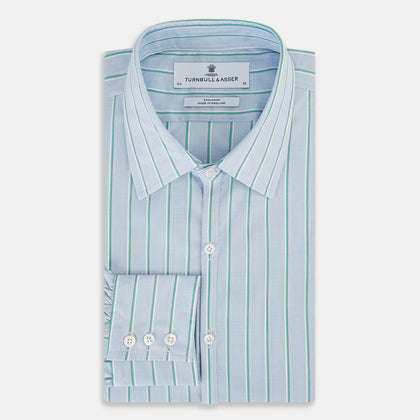 Blue and Green Multi-Stripe Westminster Shirt Image 4
