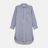 View 1 of product The Turnbull & Asser Pale Blue and White Pinstripe Cotton Blend Sussex Nightshirt pairs classic style with comfort, featuring long sleeves, a collar, front buttons, chest pocket, and curved hemline—perfect for luxury sleepwear.