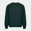 View 3 of product The Turnbull & Asser Forest Green Fine Merino Round Neck Jumper for men is shown on a light gray background. This knitwear features a classic design with ribbed cuffs, hem, and neckline.