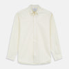 View 1 of product The Turnbull & Asser Cream Weekend Fit Hayne Shirt features a Dorset collar and 1-button cuffs, displayed long-sleeved and laid flat on a white background.
