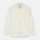 The Turnbull & Asser Cream Weekend Fit Hayne Shirt features a Dorset collar and 1-button cuffs, displayed long-sleeved and laid flat on a white background.