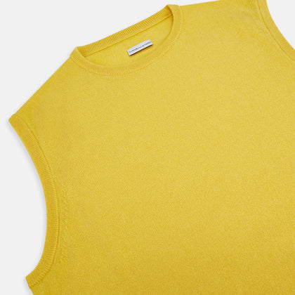 Canary Yellow Cashmere Round Neck Vest Image 1