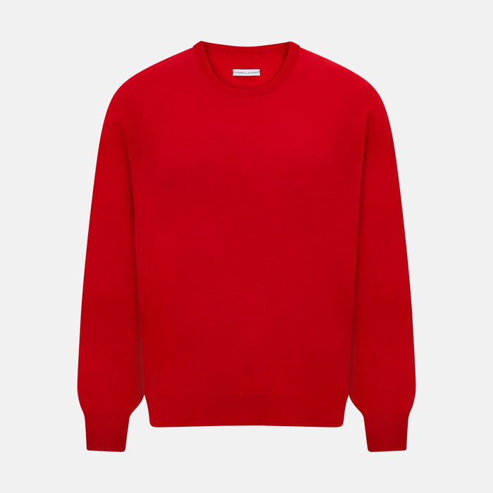 Red Merino Round Neck Jumper
