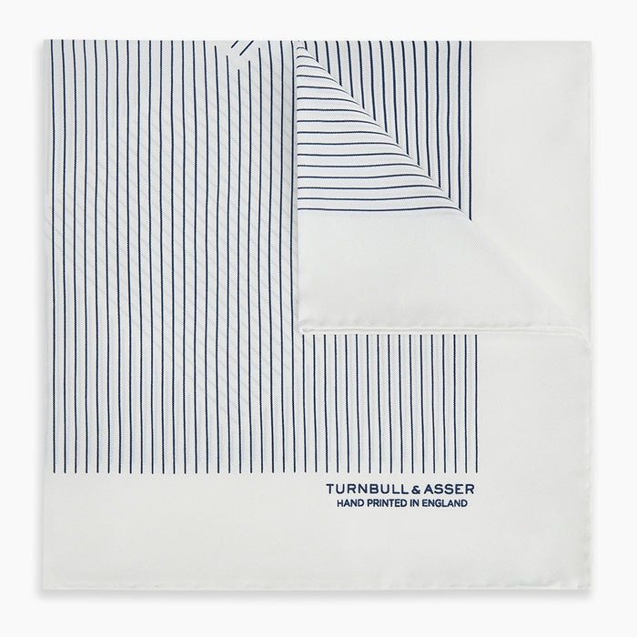 White Stripe Silk Pocket Square Image 4