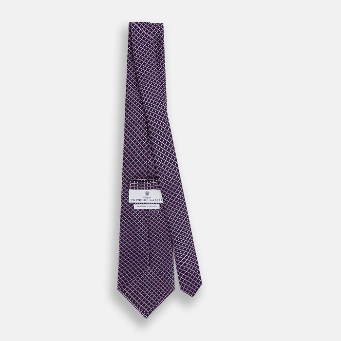 Purple and Navy Diamond Silk Tie Image 3