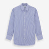 View 1 of product The Turnbull & Asser Blue Bengal Stripe Shirt with T&A collar and 3-button cuffs is shown laid flat on a white background.
