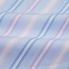 View 4 of product The Turnbull & Asser Light Blue Multi Stripe Cotton Regular Fit Penrose Shirt features light blue, white, and pink stripes with a crisp white collar and cuffs, displayed on a white background.