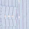 View 4 of product The Blue and Navy Multi-Stripe Westminster Shirt by Turnbull & Asser, featuring bold vertical stripes and a classic collar, exemplifies British craftsmanship and is shown laid flat on a white background.