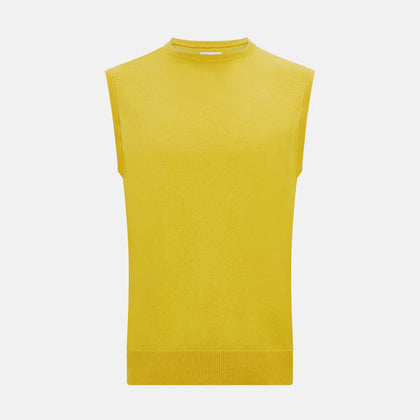 Canary Yellow Cashmere Round Neck Vest