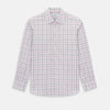 View 1 of product The Purple and Blue Multi Check Westminster Shirt by Turnbull & Asser features a refined plaid pattern, long sleeves, and button-up design—displayed flat to showcase hallmark British craftsmanship.