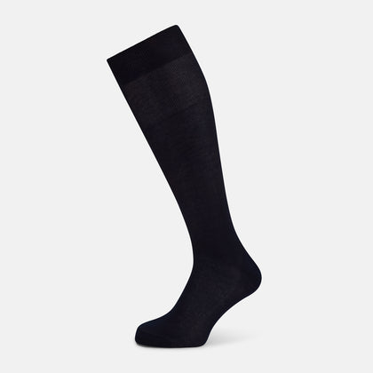 Navy Micro Knit Long Socks