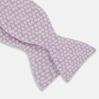 Lilac Flower Patterned Silk Bow Tie Image 2