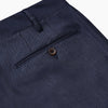 View 2 of product Turnbull & Asser Navy Wool Blend Single Pleated Gerry Trousers, featuring classic fit, button and zipper closure, belt loops, and straight legs, displayed flat on a white background.