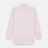 View 3 of product The Pink Windowpane Check Mayfair Shirt by Turnbull & Asser features a light pink, long-sleeve design with subtle windowpane checks, button-down front, and soft organic cotton, shown against a white background.