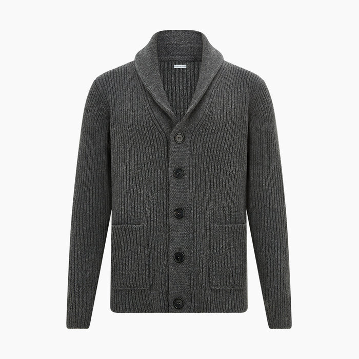 Shadow Grey Cashmere Shawl Collar Cardigan Image 4