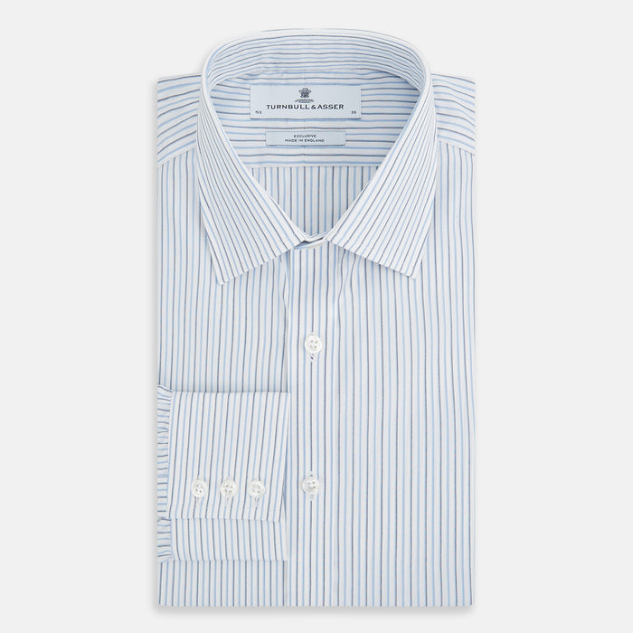 Navy and Blue Shadow Stripe Mayfair Shirt Image 4