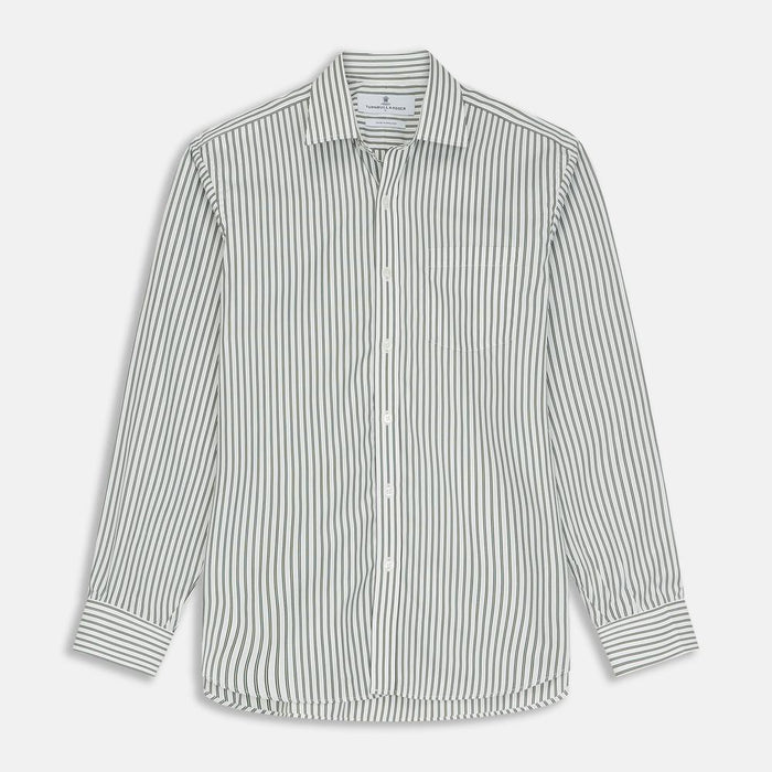 Green Stripe Cotton Fabric Image 1