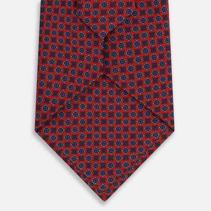 Red and Blue Geometric Floral Silk Tie Image 2