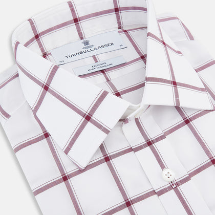 Burgundy Grid Check Mayfair Shirt Image 1