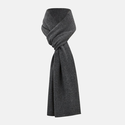 Plain Graphite Cashmere Knitted Scarf
