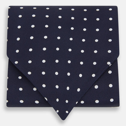 White Dot and Navy Silk Cravat