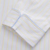View 2 of product The Yellow Multi Stripe Cotton Quin Pyjama Set by Turnbull & Asser features a striped button-up top with chest pocket and drawstring pants—luxury sleepwear crafted from soft cotton, displayed on a white background.