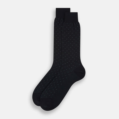 Navy/Pale Blue Polka Dot Mid-Length Socks Image 1