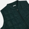 View 2 of product Turnbull & Asser Forest Green Quilted Gilet features a front zipper, two zippered side pockets, and a small chest pocket. Shown against a white background, it's a stylish lightweight layer for any season.