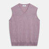 View 1 of product The Turnbull & Asser Lilac Heather Ifor Cashmere Slipover is a sleeveless, V-neck knit vest in soft cashmere, shown flat against a white background.
