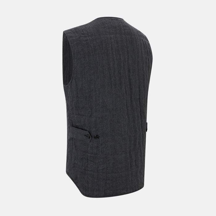 V NECK QUILTED VEST, ZIP PKTS, ASH Image 3