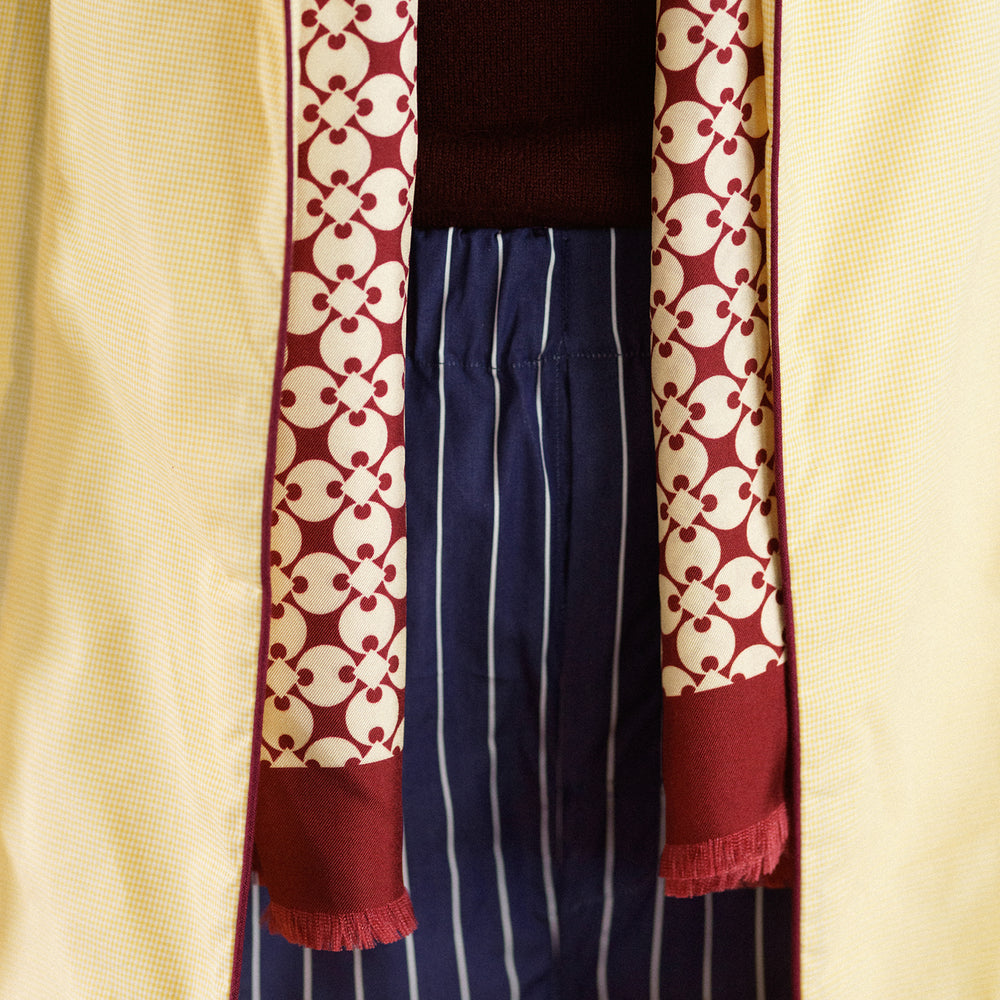 Turnbull & Asser Navy Stripe Modern Pyjama Trousers in superfine cotton with white stripes, elastic waistband, and relaxed fit, presented against a plain white background.