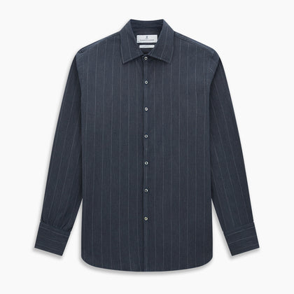Navy Melange Wide Stripe Westminster Shirt Image 8