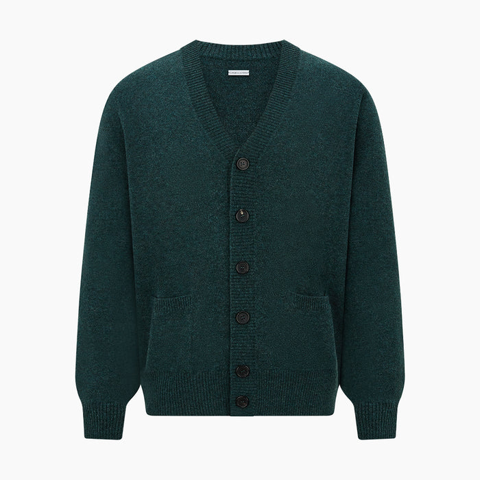 Green Melange Cashmere Cardigan Image 4