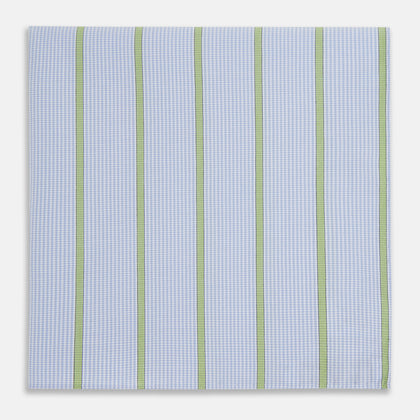 Hand Rolled Light Green Track Stripe Handkerchief