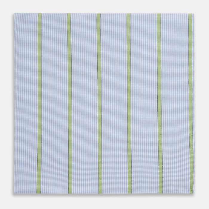 Hand Rolled Light Green Track Stripe Handkerchief