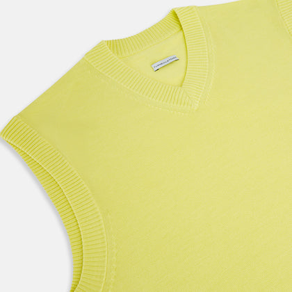 Bright Yellow Fine Merino V-Neck Vest Image 1